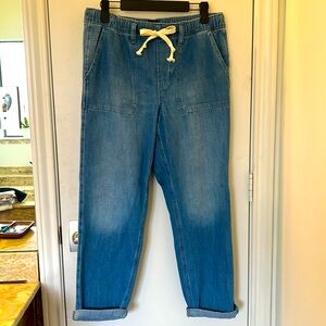 GAP Blue Wide Leg Jeans with Cream Drawstring sz M
